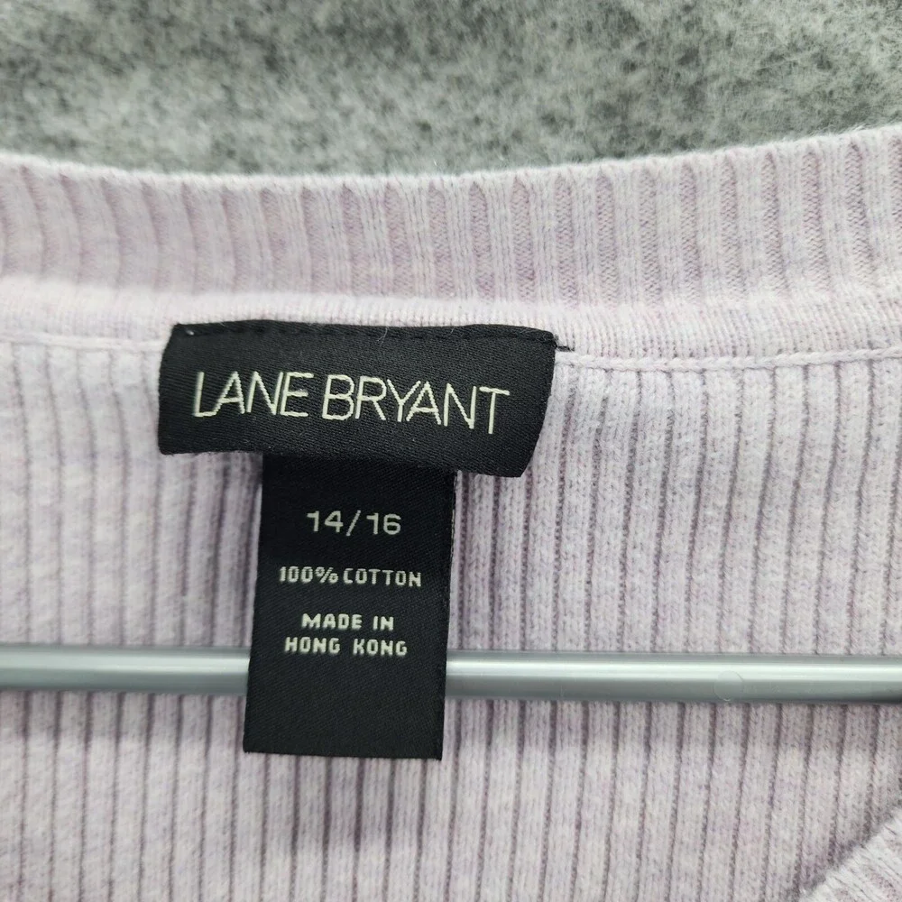 Lane Bryant Sweater Womens 14/16 Long Sleeve Purple Ribbed V Neck